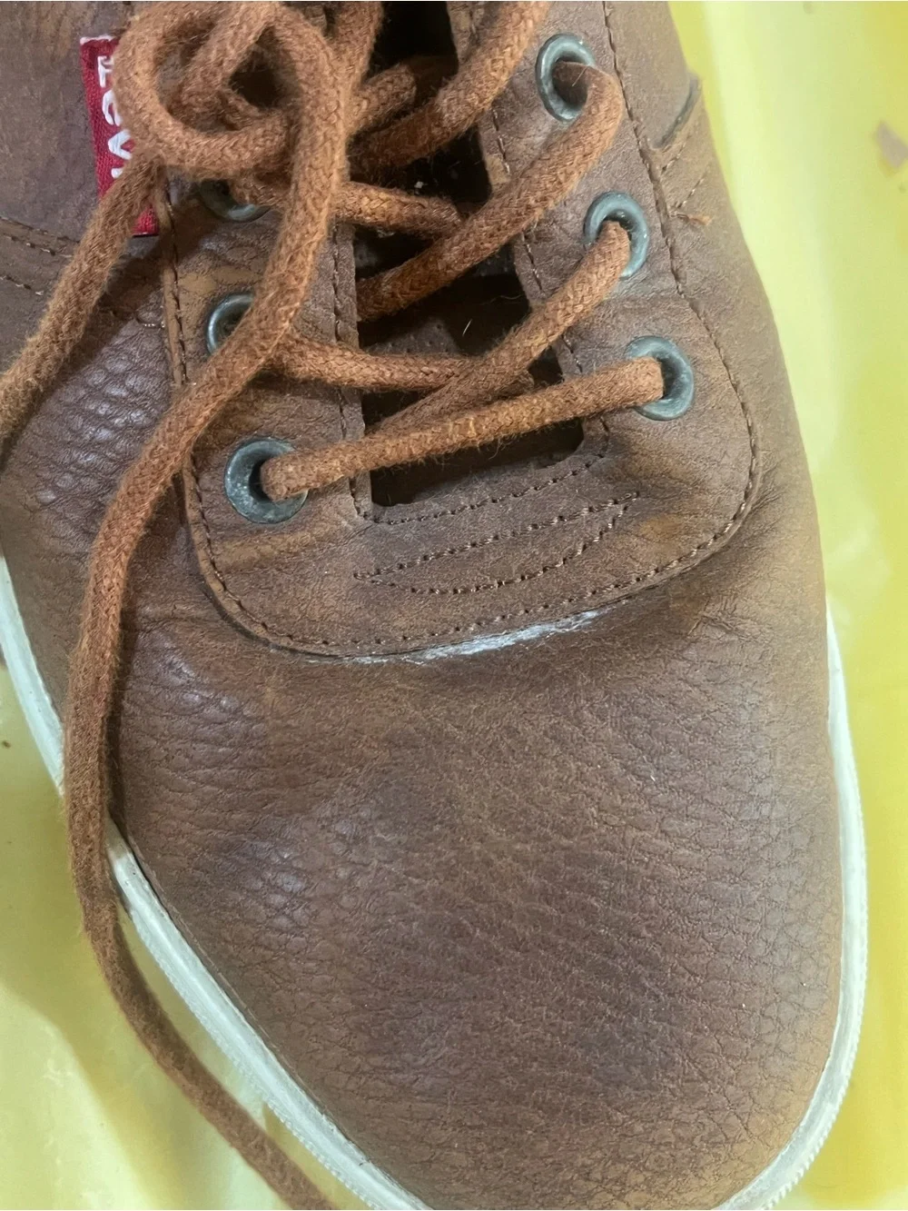 Levi's Men's Brown Lace-Up Sneakers with White Sole A2